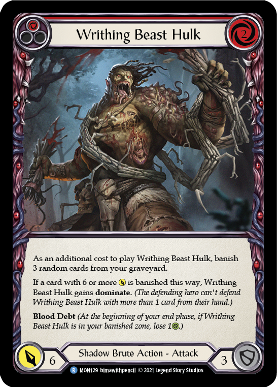 Writhing Beast Hulk (Red) [MON129] 1st Edition Normal, Monarch, Rare, MON129