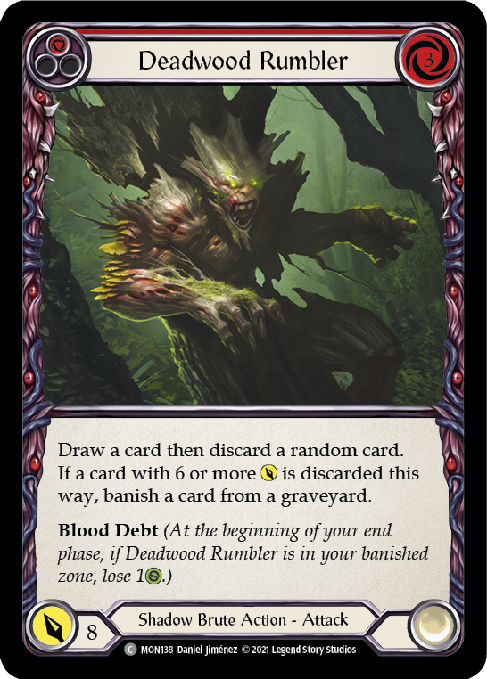 Deadwood Rumbler (Red) [MON138] Unlimited Edition Rainbow Foil, Monarch, Common, MON138