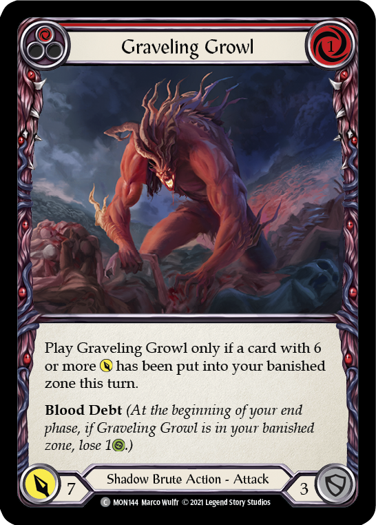 Graveling Growl (Red) [MON144] Unlimited Edition Rainbow Foil, Monarch, Common, MON144