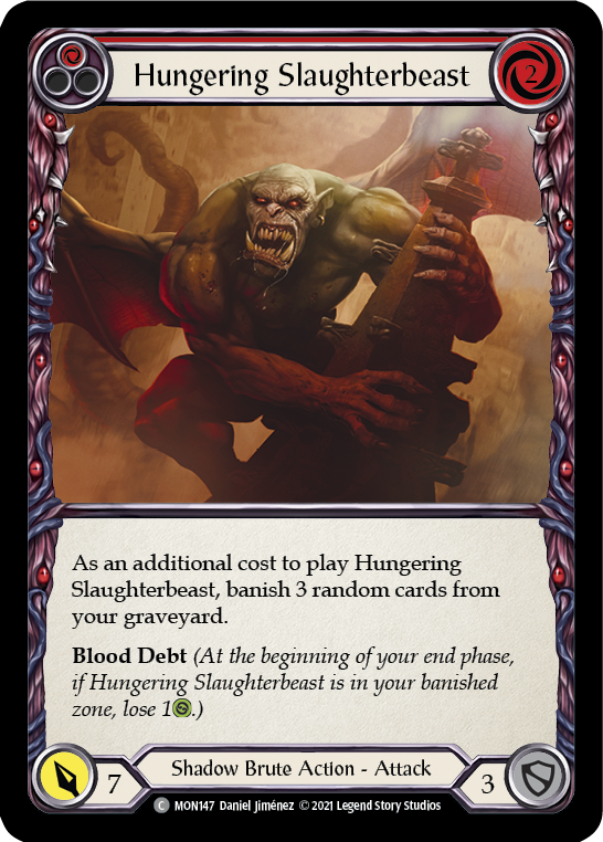 Hungering Slaughterbeast (Red) [MON147] Unlimited Edition Rainbow Foil, Monarch, Common, MON147