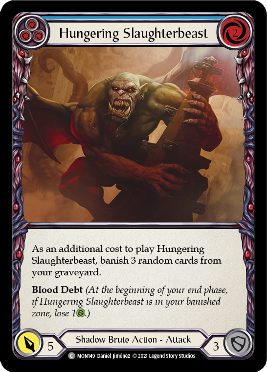 Hungering Slaughterbeast (Blue) [MON149] Unlimited Edition Rainbow Foil, Monarch, Common, MON149