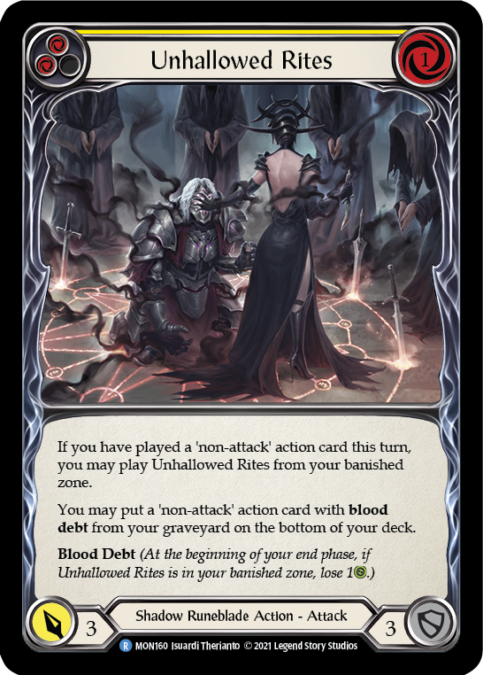 Unhallowed Rites (Yellow) [MON160] Unlimited Edition Rainbow Foil, Monarch, Rare, MON160