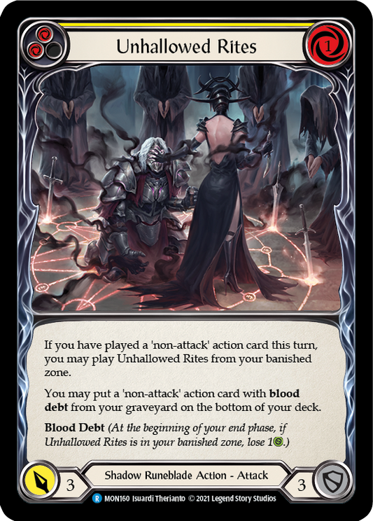 Unhallowed Rites (Yellow) [MON160] 1st Edition Rainbow Foil, Monarch, Rare, MON160