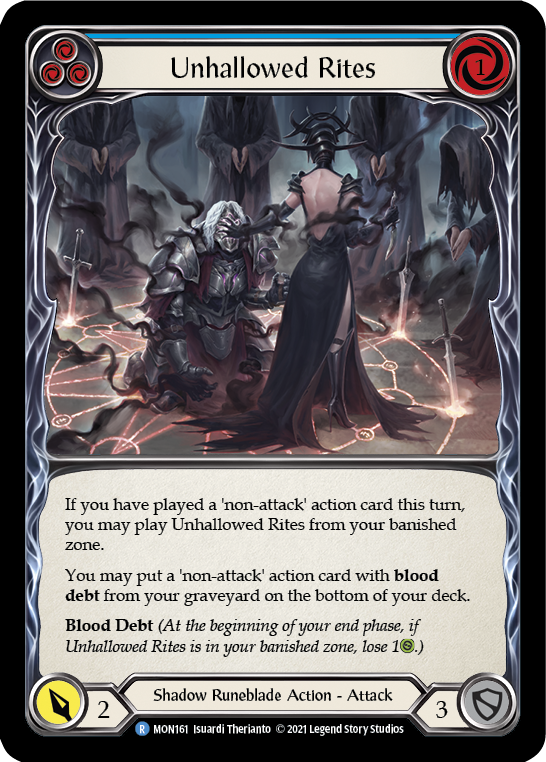 Unhallowed Rites (Blue) [MON161] Unlimited Edition Rainbow Foil, Monarch, Rare, MON161