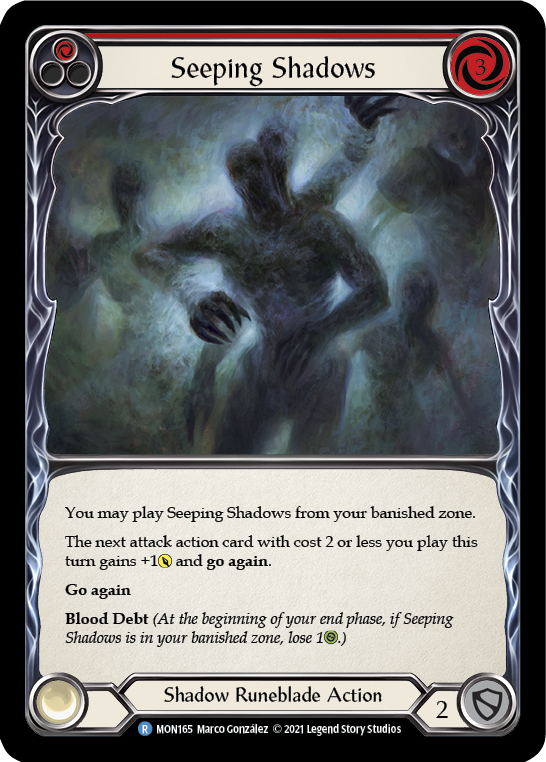 Seeping Shadows (Red) [MON165] 1st Edition Normal, Monarch, Rare, MON165