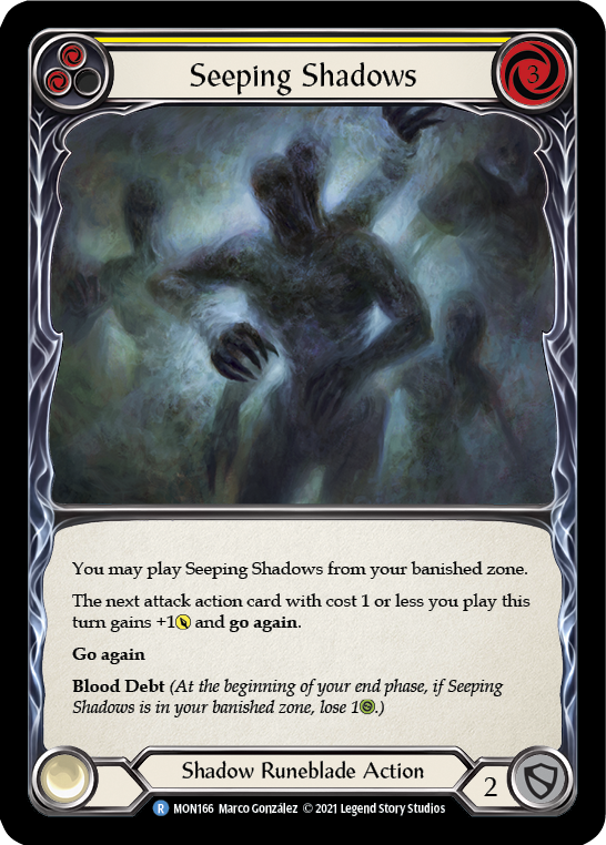 Seeping Shadows (Yellow) [MON166] 1st Edition Normal, Monarch, Rare, MON166