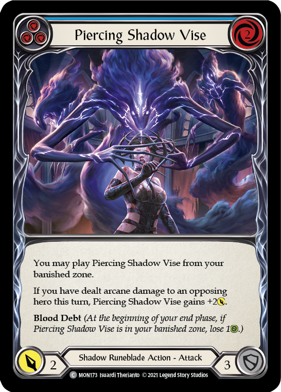 Piercing Shadow Vise (Blue) [MON173] Unlimited Edition Rainbow Foil, Monarch, Common, MON173