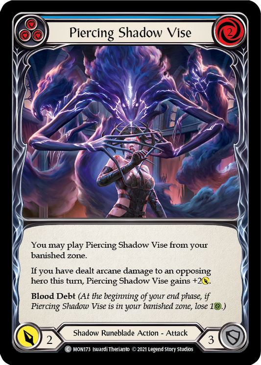 Piercing Shadow Vise (Blue) [MON173] Unlimited Edition Rainbow Foil, Monarch, Common, MON173