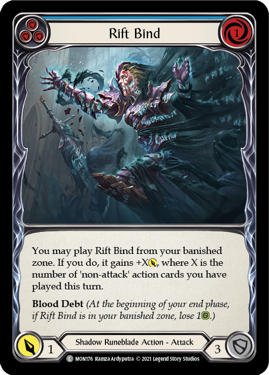 Rift Bind (Blue) [MON176] Unlimited Edition Rainbow Foil, Monarch, Common, MON176