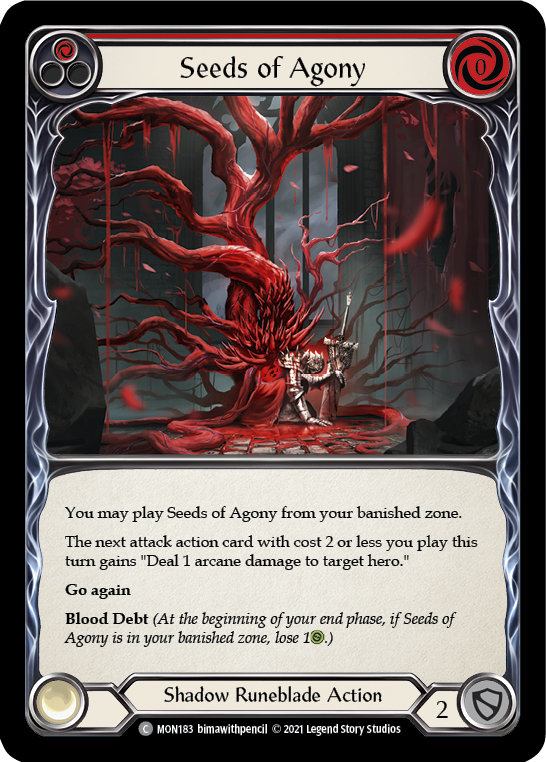 Seeds of Agony (Red) [MON183] Unlimited Edition Rainbow Foil, Monarch, Common, MON183