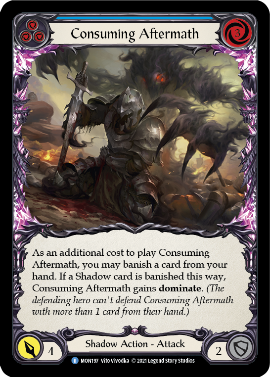 Consuming Aftermath (Blue) [MON197] Unlimited Edition Rainbow Foil, Monarch, Rare, MON197