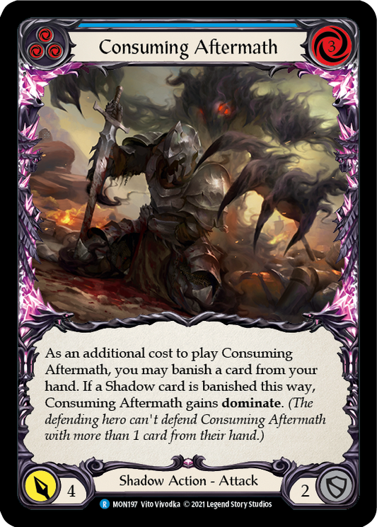 Consuming Aftermath (Blue) [MON197] Unlimited Edition Rainbow Foil, Monarch, Rare, MON197