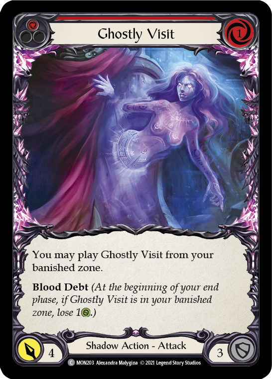 Ghostly Visit (Red) [MON203] Unlimited Edition Rainbow Foil, Monarch, Common, MON203