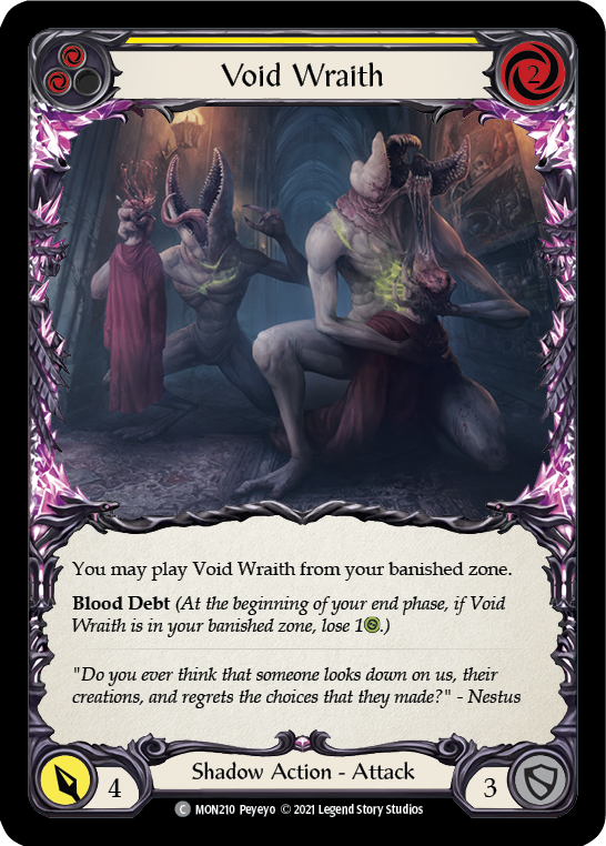 Void Wraith (Yellow) [MON210] Unlimited Edition Rainbow Foil, Monarch, Common, MON210