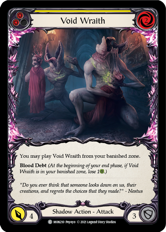 Void Wraith (Yellow) [MON210] Unlimited Edition Rainbow Foil, Monarch, Common, MON210