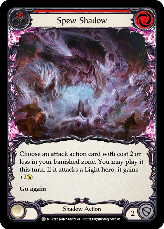 Spew Shadow (Red) [MON212] Unlimited Edition Rainbow Foil, Monarch, Common, MON212