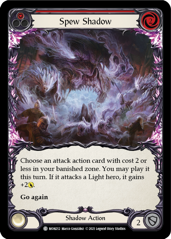 Spew Shadow (Red) [MON212] 1st Edition Normal, Monarch, Common, MON212