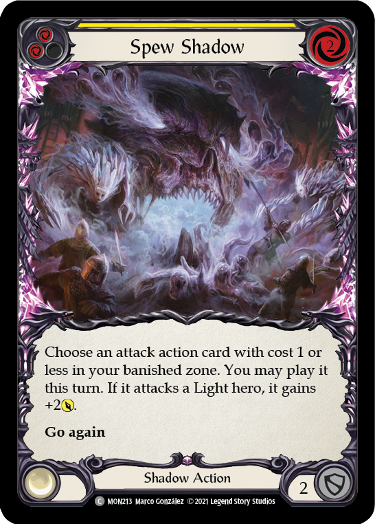 Spew Shadow (Yellow) [MON213] Unlimited Edition Rainbow Foil, Monarch, Common, MON213