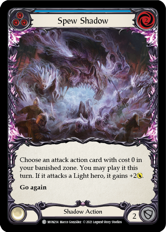 Spew Shadow (Blue) [MON214] Unlimited Edition Rainbow Foil, Monarch, Common, MON214