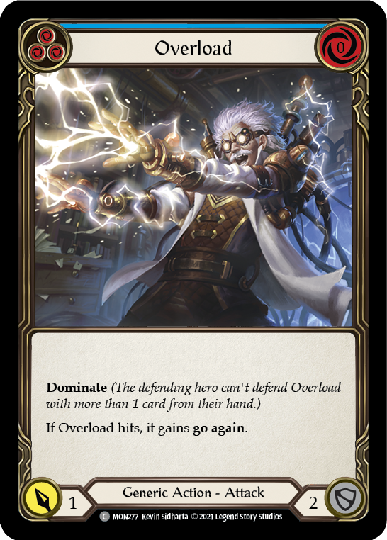 Overload (Blue) [MON277] Unlimited Edition Rainbow Foil, Monarch, Common, MON277