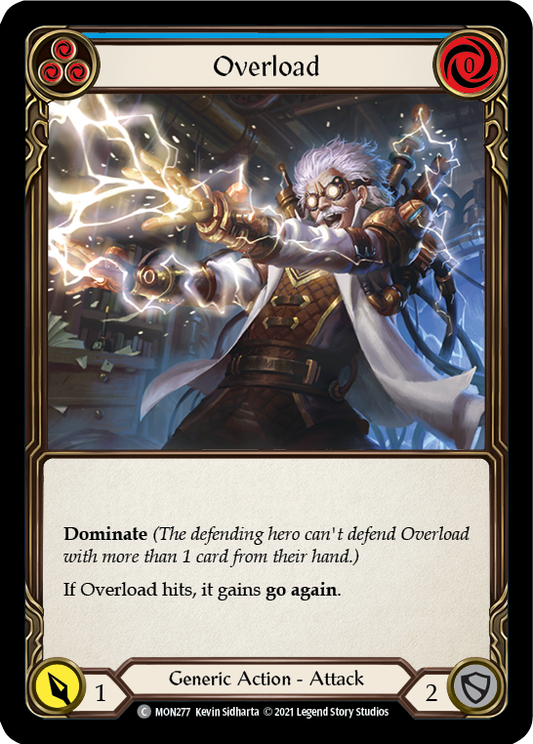 Overload (Blue) [MON277] Unlimited Edition Rainbow Foil, Monarch, Common, MON277