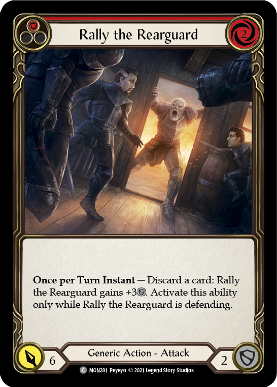 Rally the Rearguard (Red) [MON281] Unlimited Edition Rainbow Foil, Monarch, Common, MON281