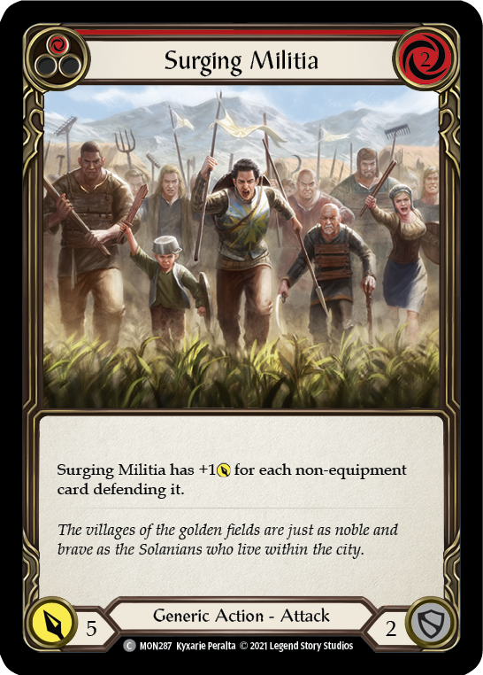 Surging Militia (Red) [MON287] Unlimited Edition Rainbow Foil, Monarch, Common, MON287