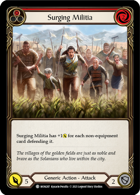 Surging Militia (Red) [MON287] Unlimited Edition Rainbow Foil, Monarch, Common, MON287