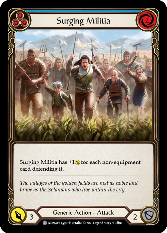 Surging Militia (Blue) [MON289] Unlimited Edition Rainbow Foil, Monarch, Common, MON289