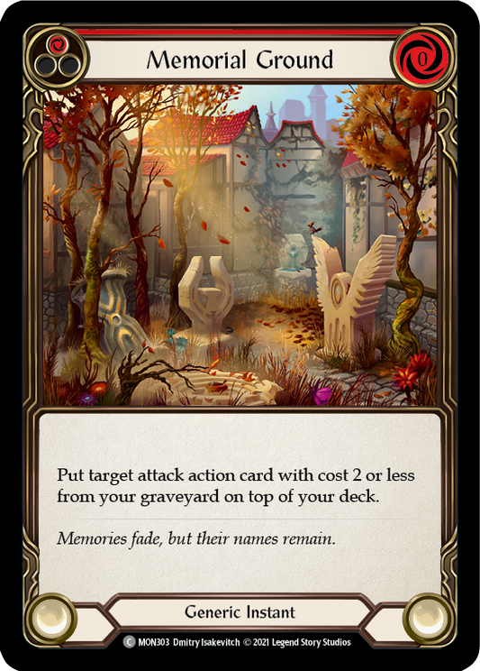 Memorial Ground (Red) [MON303] Unlimited Edition Rainbow Foil, Monarch, Common, MON303