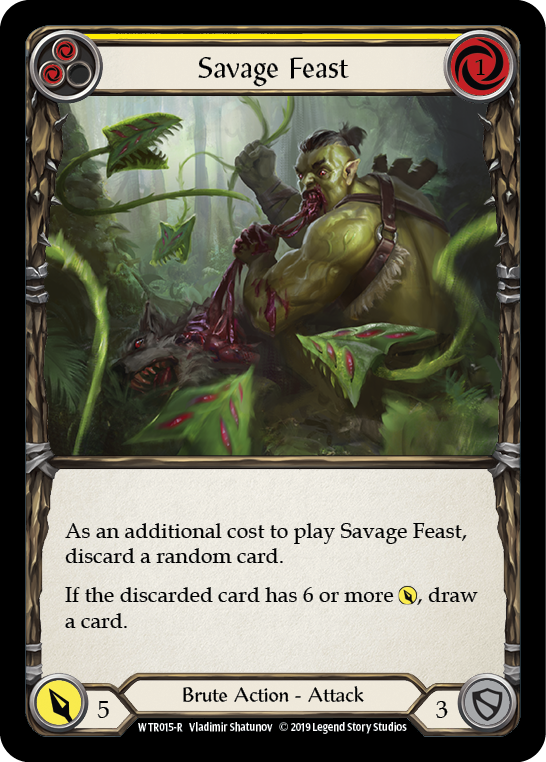 Savage Feast (Yellow) [WTR015] Unlimited Edition Rainbow Foil, Welcome to Rathe, Rare, WTR015