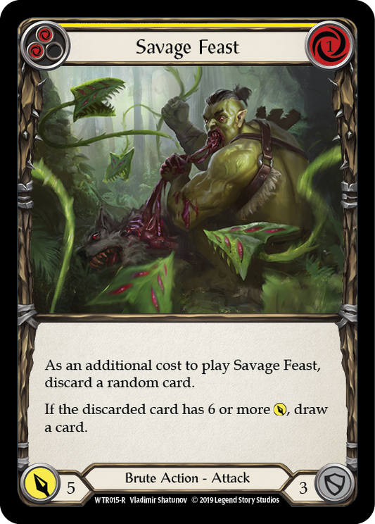 Savage Feast (Yellow) [WTR015] Unlimited Edition Rainbow Foil, Welcome to Rathe, Rare, WTR015