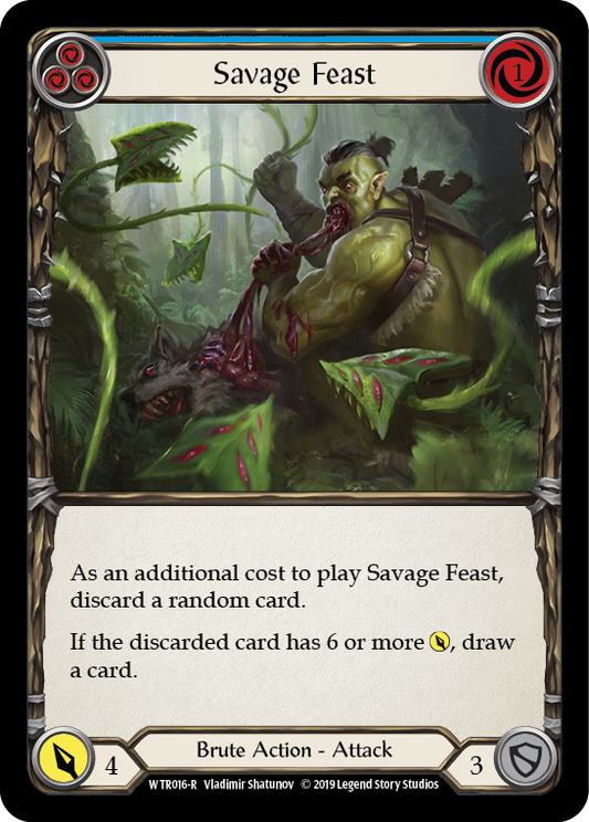 Savage Feast (Blue) [WTR016] Unlimited Edition Rainbow Foil, Welcome to Rathe, Rare, WTR016