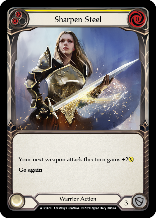 Sharpen Steel (Yellow) [WTR142] Unlimited Edition Rainbow Foil, Welcome to Rathe, Common, WTR142