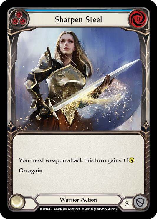 Sharpen Steel (Blue) [WTR143] Unlimited Edition Rainbow Foil, Welcome to Rathe, Common, WTR143