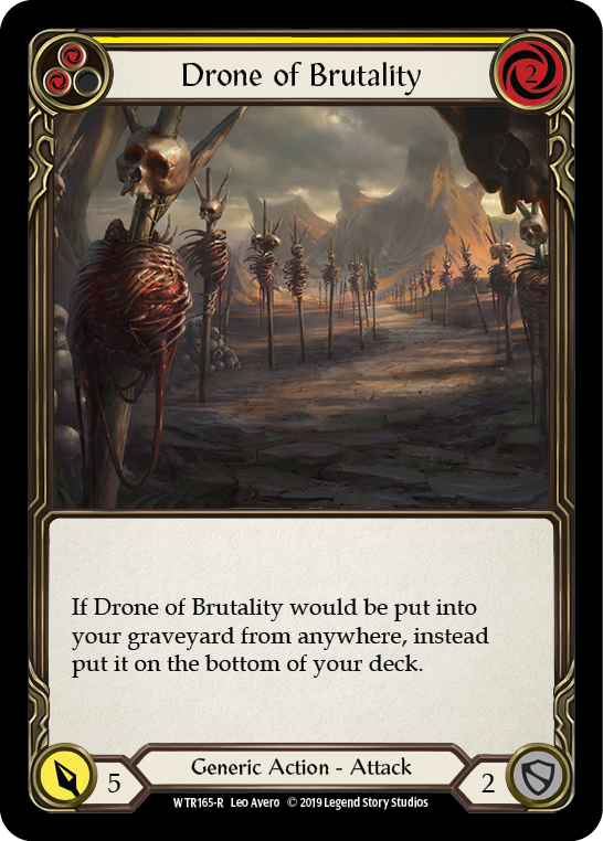 Drone of Brutality (Yellow) [WTR165] Unlimited Edition Rainbow Foil, Welcome to Rathe, Rare, WTR165