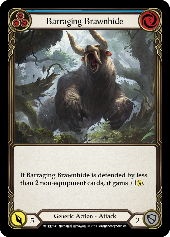 Barraging Brawnhide (Blue) [WTR178] 1st Edition Normal, Welcome to Rathe, Common, WTR178