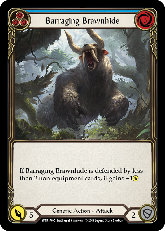 Barraging Brawnhide (Blue) [WTR178] 1st Edition Normal, Welcome to Rathe, Common, WTR178