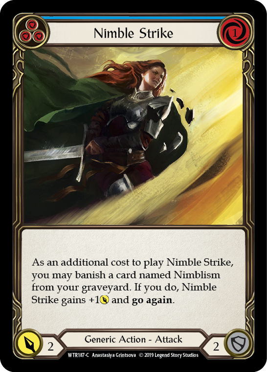 Nimble Strike (Blue) [WTR187] Unlimited Edition Rainbow Foil, Welcome to Rathe, Common, WTR187