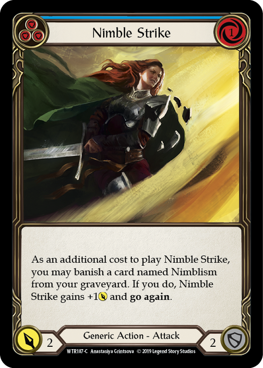 Nimble Strike (Blue) [WTR187] Unlimited Edition Rainbow Foil, Welcome to Rathe, Common, WTR187