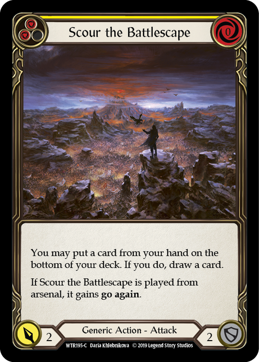 Scour the Battlescape (Yellow) [WTR195] Unlimited Edition Rainbow Foil, Welcome to Rathe, Common, WTR195